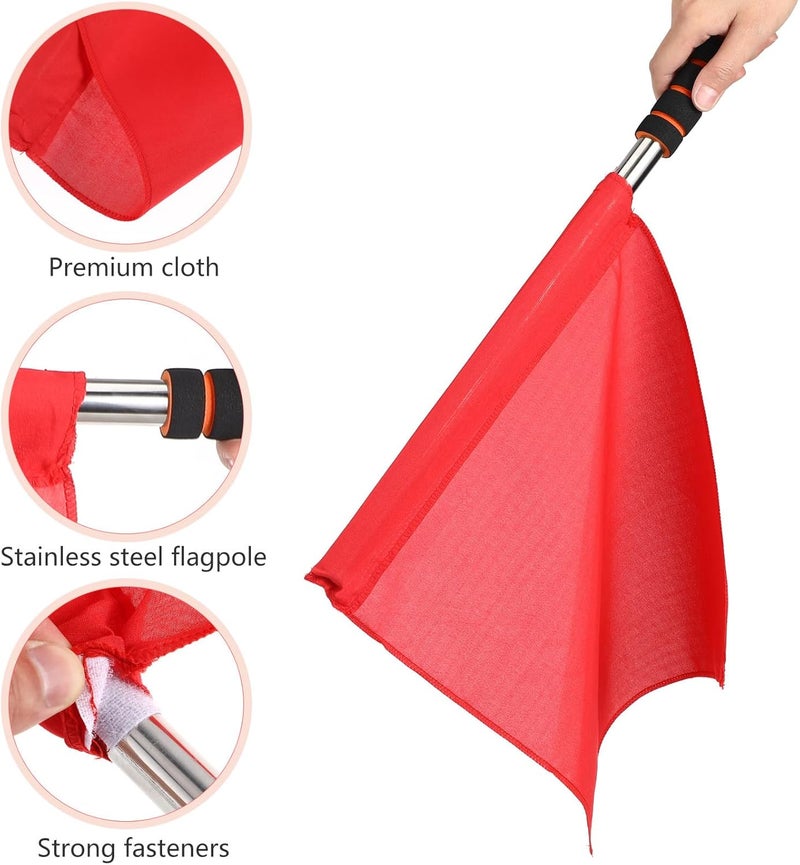Yardwe Referee Flag Set with Stainless Steel Poles 4-Pack Hand Signal Flags for Sports Officiating Football Soccer Volleyball Track Field High-Visibility Colored Flags - Image 5